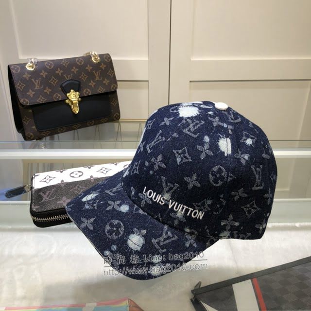 LV男女同款帽子 路易威登洗水做舊牛仔布棒球帽鴨舌帽  mm1158
